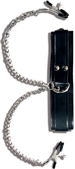 Sportsheets Collar with Nipple Clamps BDSM Kit σε Μαύρο Χρώμα