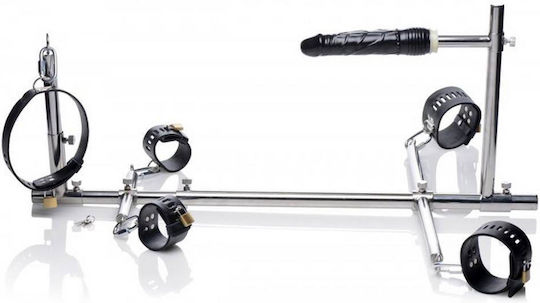 XR Master Series Imprisoned Metal Stockade Dildo Секс Мебел в Черен Цвят