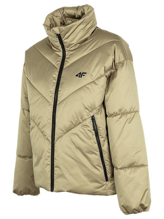 Women's for Hiking Short Puffer Jacket for Winter Beige