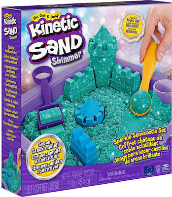 Spin Master Joc de construcție cu nisip Kinetic Sand Sparkle Sandcastle Set Green pentru copii de 3++ ani