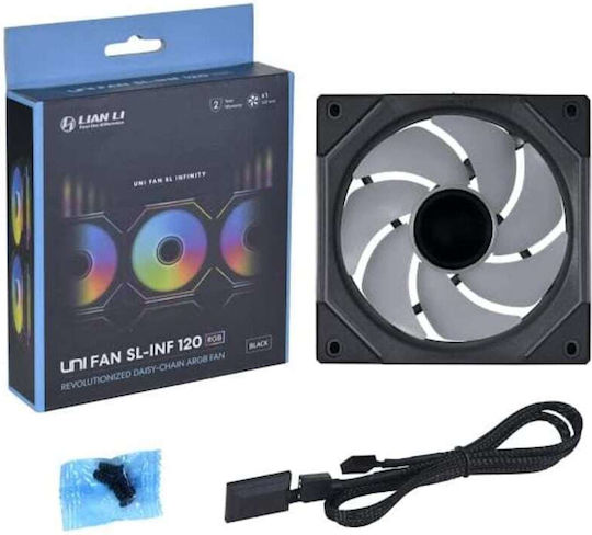 Lian Li UNI Fan SL-Infinity Вентилатор за кутия 120mm 2100rpm 61.3cfm с ARGB осветление и свързване 3-Pin 4-изводна ШИМ