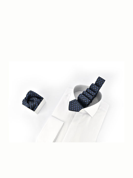 Makis Tselios Fashion Herren Krawatten Set Gedruckt in Marineblau Farbe