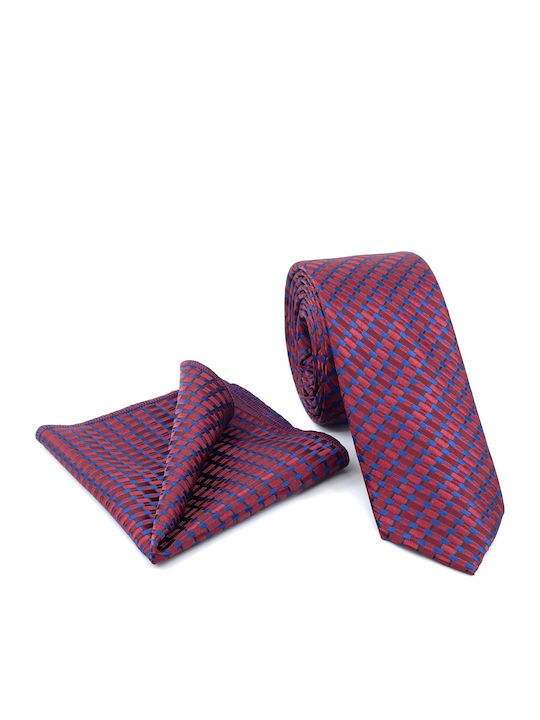 Legend Accessories Σετ Ανδρικης Γραβάτας με Σχέδια Κόκκινο / Σιελ