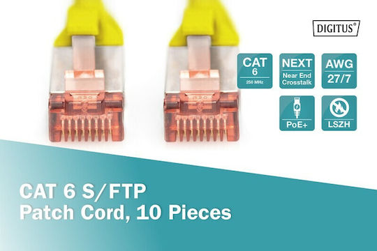 Digitus S/FTP Cat.6 Ethernet Network Cable 2m Yellow 6pcs