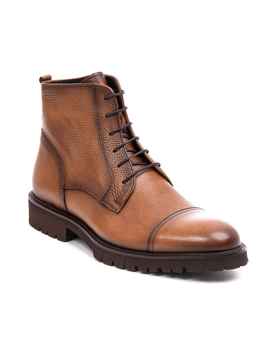 Perlamoda Men's Leather Military Boots Tan