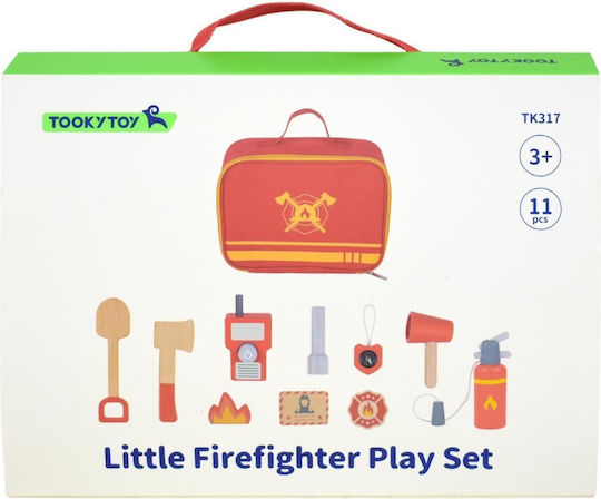 Tooky Toys Βαλιτσάκι Πυροσβέστη από Ξύλο για 3+ Ετών 22 εκ. 11τμχ