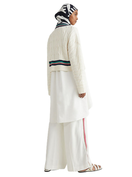 Tommy Hilfiger Γυναικεία Πλεκτή Ζακέτα σε Λευκό Χρώμα