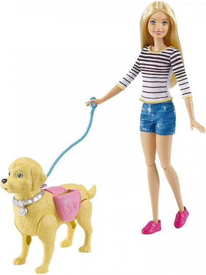 Barbie Walk & Potty Pup Σετ Κούκλας για 3+ Ετών