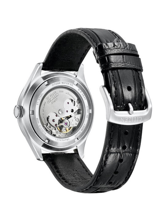 Citizen Men's Watch 40.2mm Automatic with Black Leather Strap