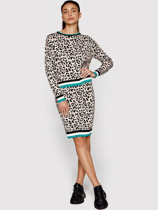 Midi Fustă Leopard Verde