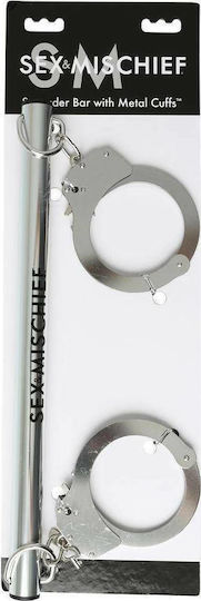 Sportsheets Sex & Mischief Spreader Bar with Metal Cuffs Μπάρα Ακινητοποίησης σε Ασημί Χρώμα