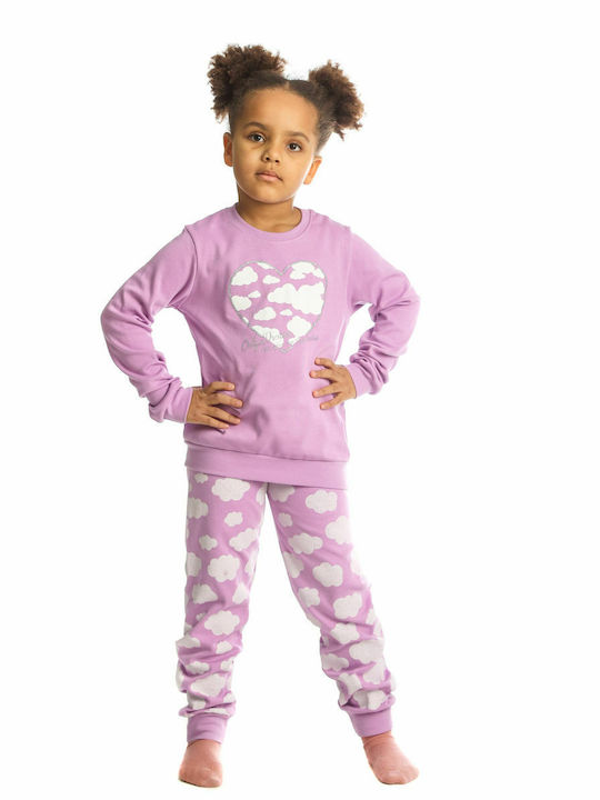 Dreams by Joyce Set Top & Bottom Kids Winter Cotton Pyjamas Lilac