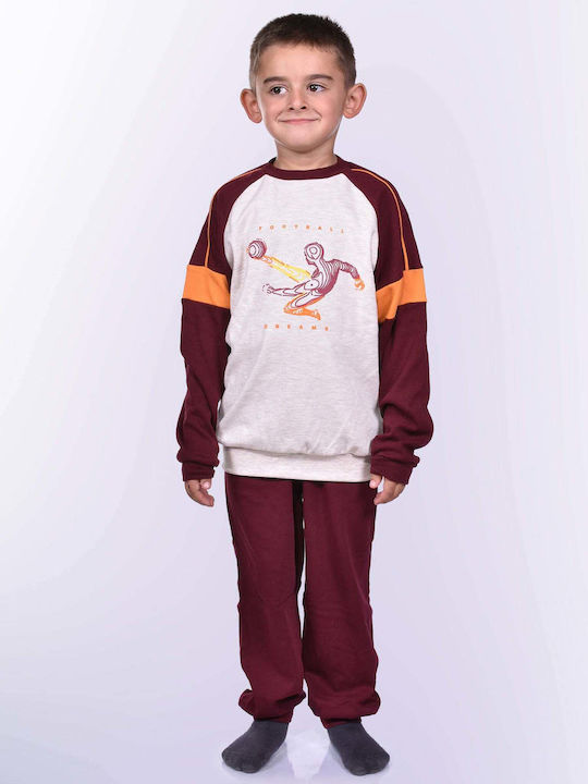 Dreams by Joyce Set Top & Bottom Kids Winter Pyjamas Burgundy