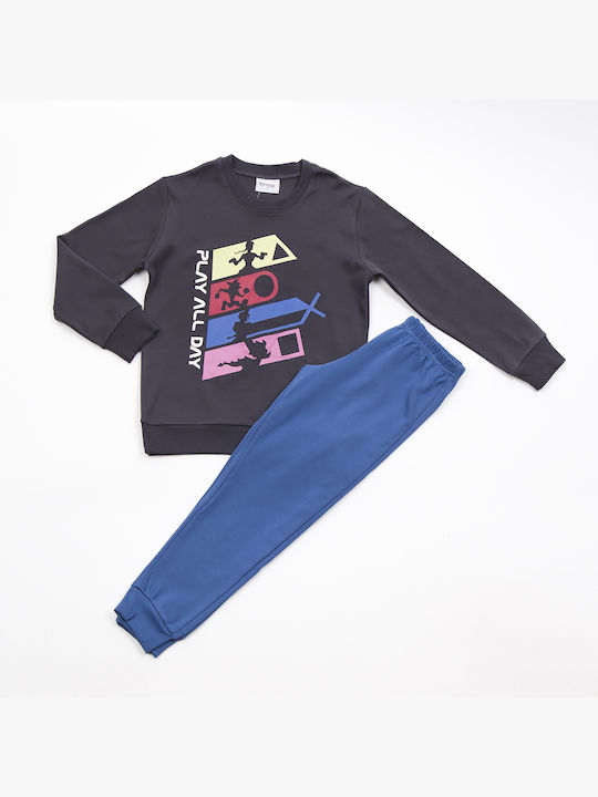 Trax Set Top & Bottom Kids Winter Pyjamas Black