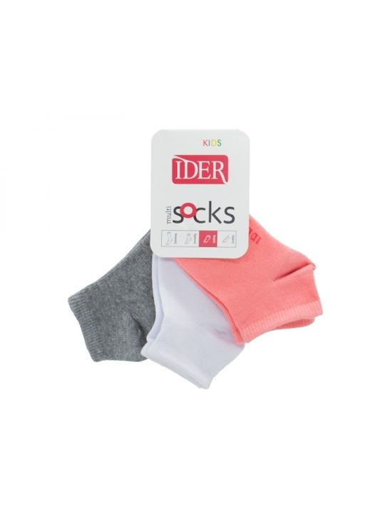 IDER Girls 3 Pack Ankle Socks Pink