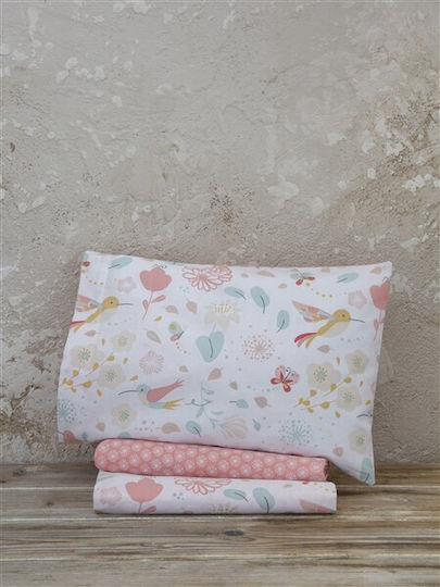 Nima Chirp Set Baby Bettlaken Für Krippe Baumwolle Rosa 120x170cm 3Stück
