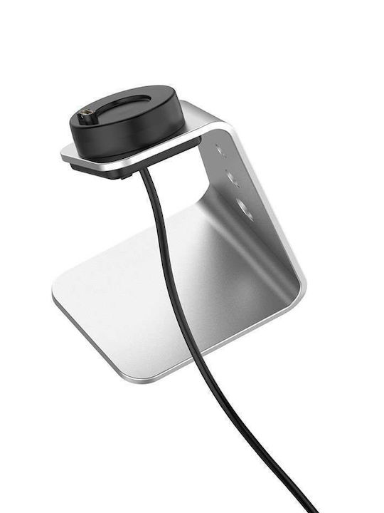 Καλώδιο Φόρτισης USB με Βάση Αλουμινίου Φορτιστής για Garmin Forerunner 745 / Venu Sq / Fenix 5/5s/5x/6/6s/6x/7/7x/7s Ασημί