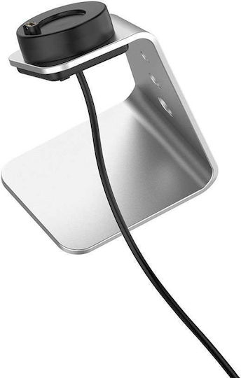 Charging Cable USB with Aluminum Base Wearable Charger Garmin Forerunner 745 / Venu Sq / Fenix 5/5s/5x/6/6s/6x/7/7x/7s Silver