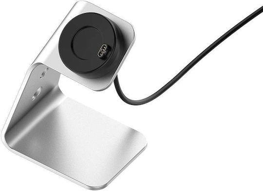Charging Cable USB with Aluminum Base Wearable Charger Garmin Forerunner 745 / Venu Sq / Fenix 5/5s/5x/6/6s/6x/7/7x/7s Silver