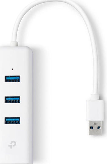 TP-LINK USB 3.0 3 Port Hub with USB-A / Ethernet Connection White