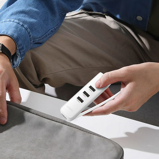 Ugreen CM416 USB 3.0 Hub 3 Anschlüsse mit USB-C / Ethernet Verbindung Weiß