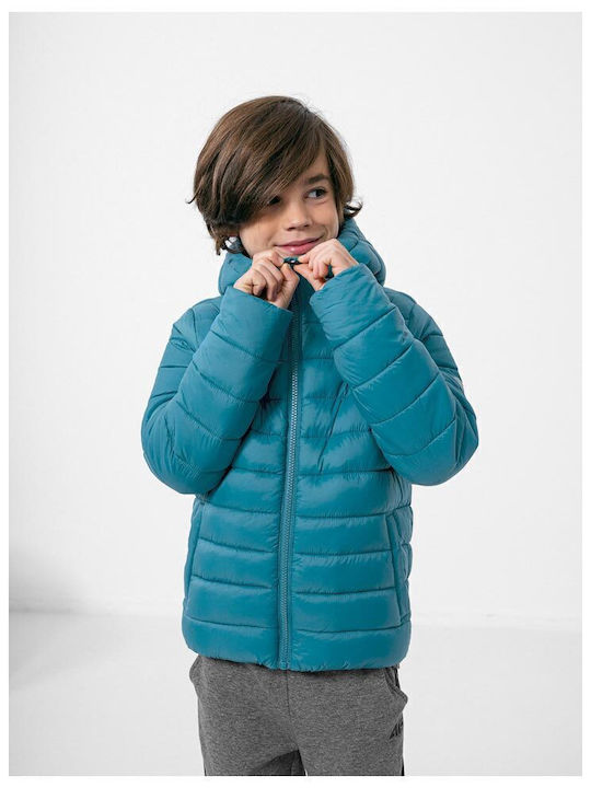 Kids' Quilted Jacket Short with Hood Blue