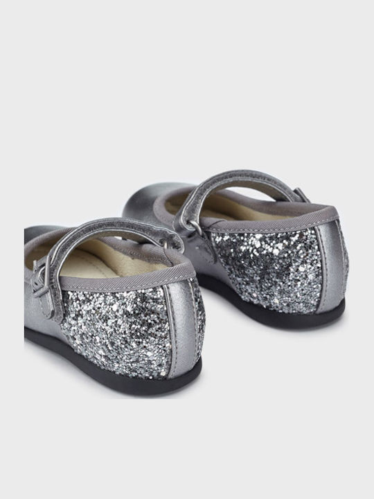 Kids Ballerinas with Adjustable Metal Clasp Silver