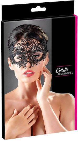 Cottelli Collection Embroidered Mask BDSM Μάσκα σε Μαύρο Χρώμα
