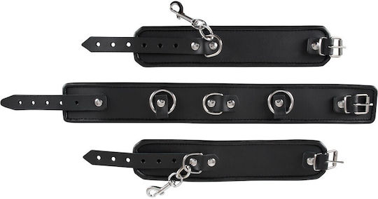 Zado Leather Neck And Hand Cuffs Neck & Limb Restraint Set in Black Color 3pcs