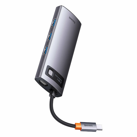 Baseus Metal Gleam Series 6in1 USB-C Docking Station with HDMI 4K PD Ethernet Gray