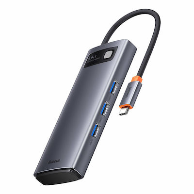 Baseus Metal Gleam Series 6in1 USB-C Stație de andocare cu HDMI 4K PD Ethernet Gri
