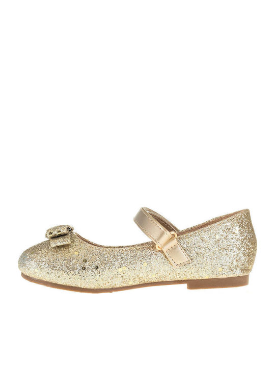 Kids Ballerinas TT with Hoop & Loop Closure Gold