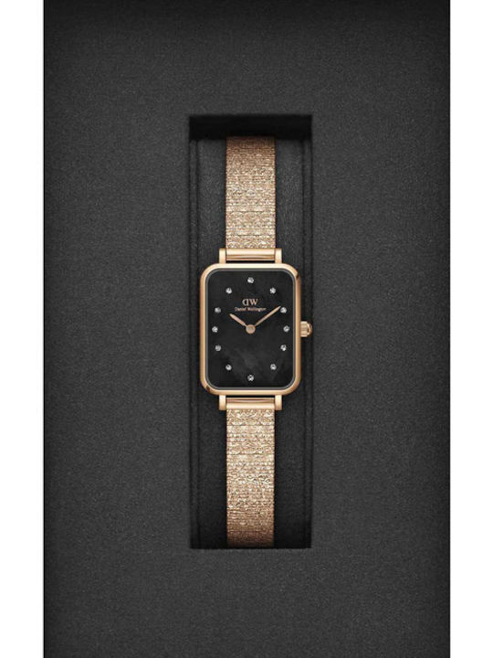 Daniel Wellington Quadro Lumine Women's Watch with Pink Gold Metal Bracelet