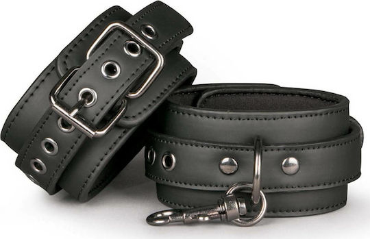 Easytoys Fetish Leather Ankle Cuffs Handcuffs in Black Color