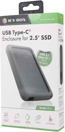 Icy Box Icy Box Case for Hard Drive 2.5" SATA III with Connection Type-C Silver 60894