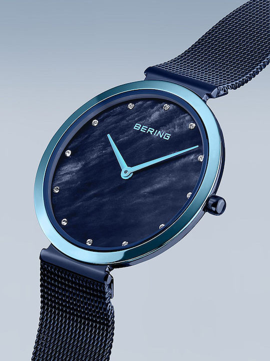 Bering Time Γυναικείο Ρολόι 32mm Μπαταρίας με Μπλε Κεραμικό Μπρασελέ
