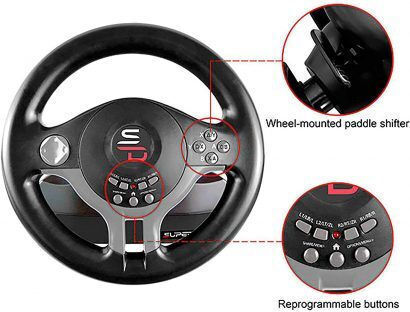 Subsonic Superdrive Wheel SV200 Volan cu Pedale pentru PC / PS4 / Switch / XBOX One cu 180° Grade de Rotire
