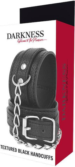 Darkness Textured Black Handcuffs Vegan Leather Handcuffs in Black Color