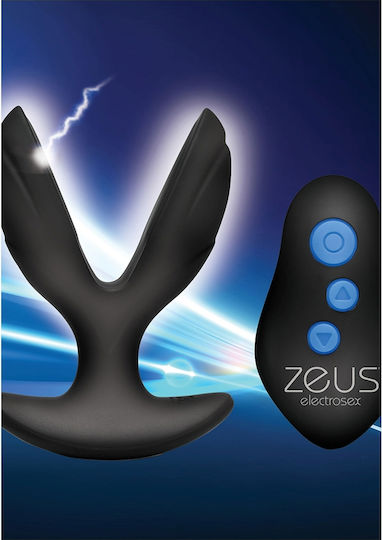 XR Zeus Electro Spread 64x Vibrating & E-Stim Silicone But Plug for Electro-stimulation in Black Color