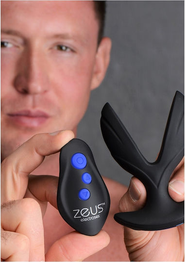 XR Zeus Electro Spread 64x Vibrating & E-Stim Silicone But Plug for Electro-stimulation in Black Color