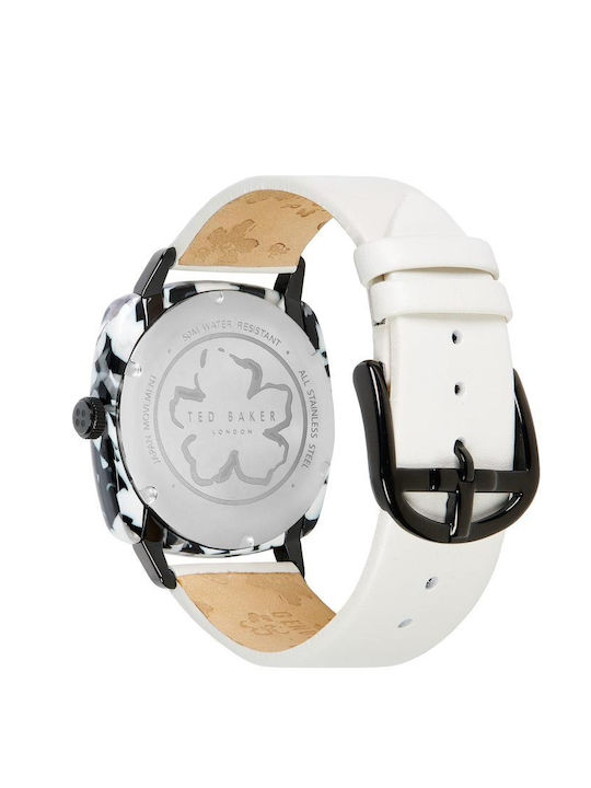 Ted Baker Elsiee Acetate Watch with White Leather Strap