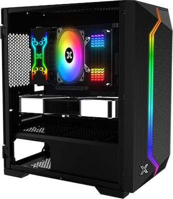 Xigmatek Gemini II Gaming Mini Tower Computer Case with Window Panel and RGB Lighting Black