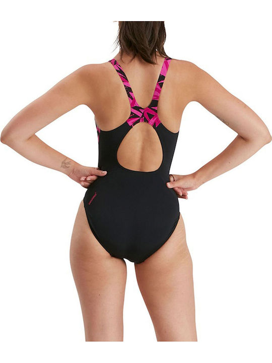 Hyperboom Splice Muscleback Athletic One-Piece Swimsuit Black/Fuchsia