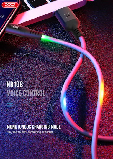 XO NB108 LED USB 2.0 to micro USB Cable Πολύχρωμο 1m (16.005.0027) 1τμχ