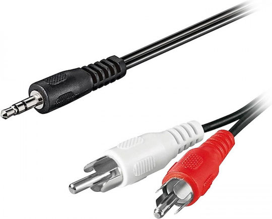 Equip Audio Kabel 3,5mm Stecker - RCA Stecker Schwarz 1,5m mit Vergoldeten Anschlüssen 3,5mm 3-Pin Stereo 2 RCA Stereo