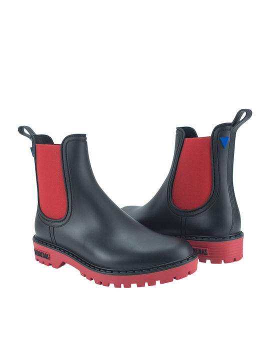 Gaudi Κοντές Γυναικείες Γαλότσες Black/Red