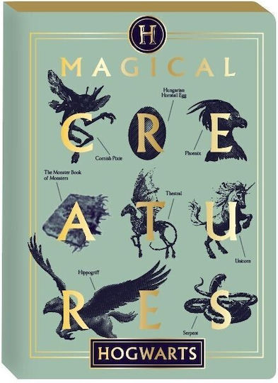 Half Moon Bay Harry Potter Magical Creatures Σημειωματάριο A5 144 Φύλλων Ριγέ Τιρκουάζ