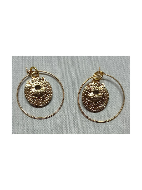 Earrings handmade gold metallic christmas hoops with wreath 4cm (tatu moyo)