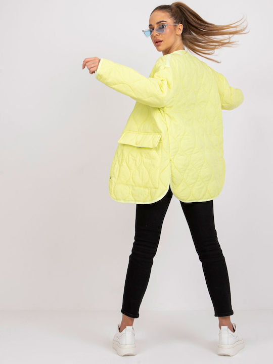 Rue Paris Women's Long Lifestyle Jacket for Spring or Autumn Light Yellow