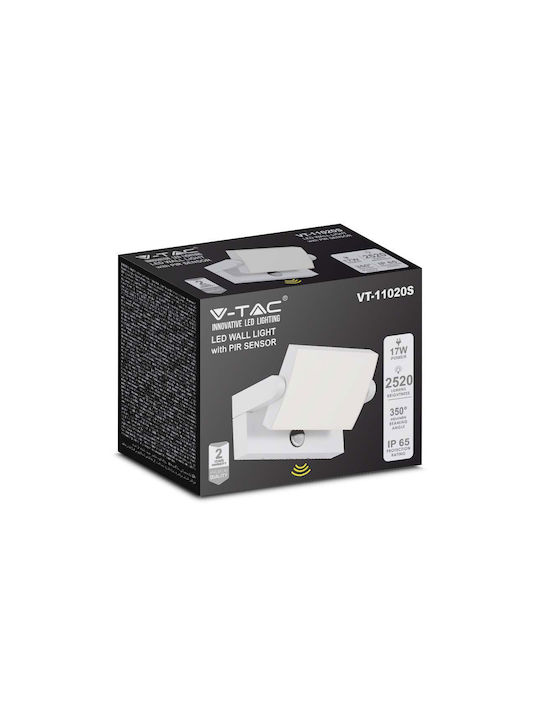 V-TAC Wall-Mounted Outdoor Ceiling Light LED IP65 17W with Natural White Light 21.2x16.5x10εκ.